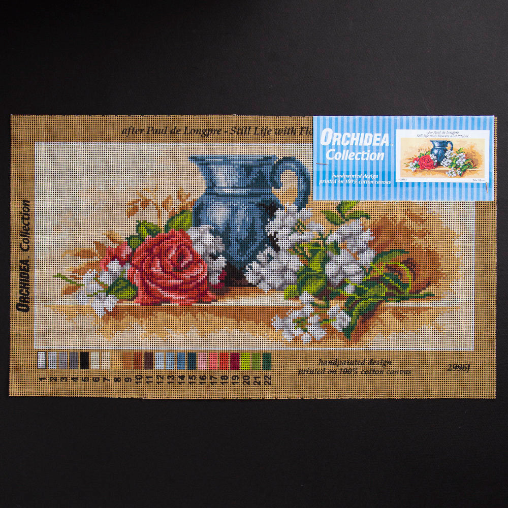 ORCHİDEA 24 x 51 cm Sürahi ve Çiçekler Baskılı Goblen 2996J